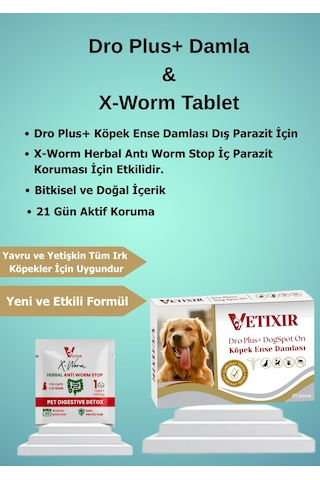 Köpek Bitkisel İç Dış Bit Pire Uzaklaştırıcı Damla Ve Tablet 5 Damla 3 Tablet