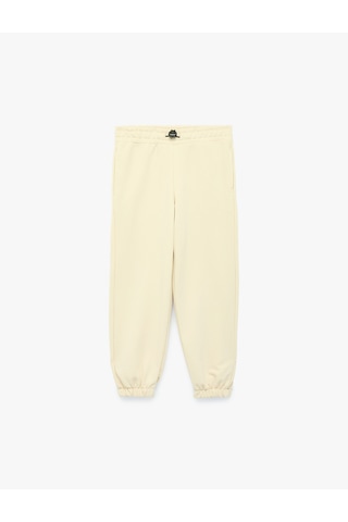 Koton Beli Lastikli Cepli Basic Oversize Jogger Eşofman Altı Ekru 7wkb40076tk