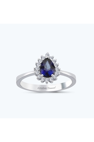 Altınbaş Pırlanta Safir Damla Yüzük Erm1040s-14k