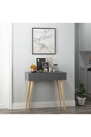 Dekorosso Arden Ahşap Ayaklı Modern Dekoratif Dresuar Antrasit 72 Antrasit