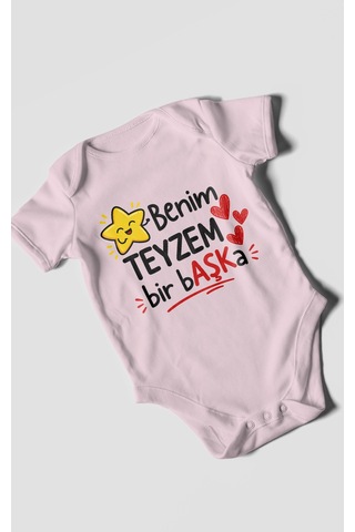 Morivokids Benim Teyzem Bir Başka Kısa Kollu Bebek Body %100 Pamuk Bebe Pembe