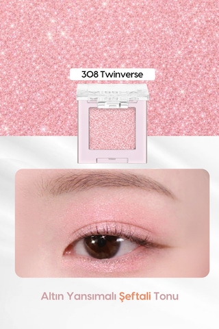 Kalıcı, Topaklanma Yapmayan, Simli Tekli Far Mıssha Modern Shadow Glitter 308 Twinverse