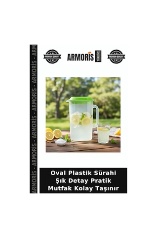 Oval Plastik Sürahi Şık Detay Pratik Mutfak Kolay Taşınır