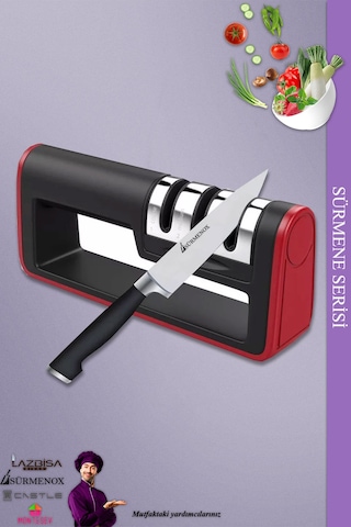 Bıçak Bileme Aleti Profesyonel Bıçak Bileyici 3 Açılı Elmas Seramik Çelik Bileme Siyah