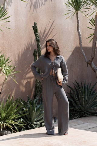 Mai Collection Mai Studios Co. Bali Boncuklu Antrasit Müslin Takım Antrasit