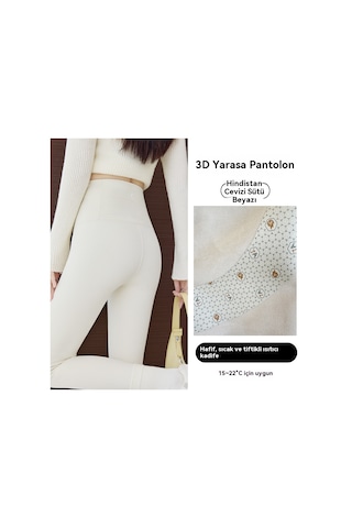 Kadınlar İçin Sonbahar Ve Kış Kalınlaştırılmış Polar Taytlar - Hafif Ve Sıcak Stil Beyaz