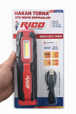 Rico Şarjlı Mıknatıslı Led Lamba Işıldak Fener Kamp Lambası 013-rc0043 Rico 600 Lümen 3 Renk Yanabilme