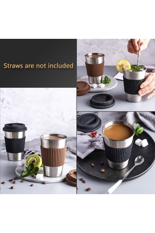 Neevoyu 304 Paslanmaz Çelik Kahve Fincanı 300ml, Isı Ve Soğuk Saklama, Kahverengi-siyah Seçenekli Diğer