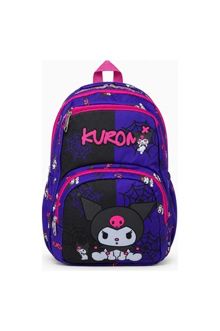 Miço Kids Kuromi Baskılı Çocuk Sırt Çantası Çok Bölmeli Mor