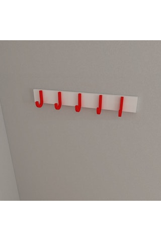 Hepsi3boyutlu Modern Duvar & Kapı Baston Askılık - 5 Adet Kırmızı J Askılık - Model No : 6 Kırmızı