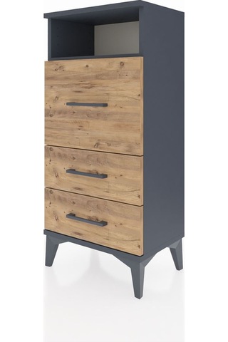Arges Komodin Tek Raflı 3 Çekmeceli 44x30x96 Antrasit-çam Antrasit