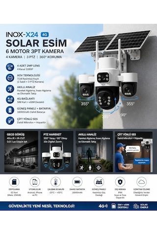 Inox -x24 4g Solar Esim 6 Motor 3pt 1 Sabit Kamera