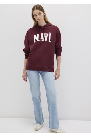 Mavi - Mavi Logo Baskılı Kapüşonlu Bordo Sweatshirt 1600361-85493 Bordo
