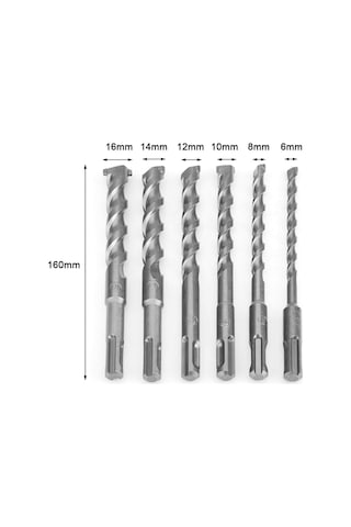 6 Parça Matkap Ucu, Elektrikli Çekiç Beton Matkap Ucu Seti, Krom