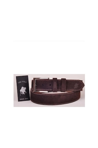 Trg Polo Kahve 4,5 Cm Kahve Hakiki Nubuk Deri Kemer -0159 Kahverengi