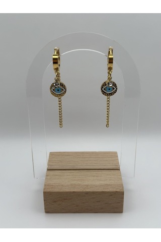 Arnes Jewelry Çelik Zirkon Taşlı Göz Sallantılı Küpe Ar189nes Gold