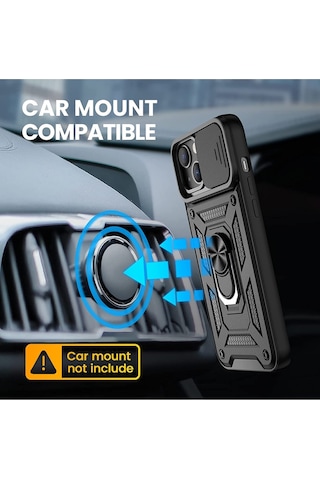 Apsuwa Apsuwa Apple Uyumlu iPhone 13 Kılıf Sert Silikon Tank Aramid Sürgülü Vega Yüzüklü Lacivert