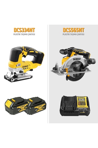 Dewalt DCS334NT 18V Dekupaj + DCS565NT 18V Daire Testere + 2 Akülü İkili Set