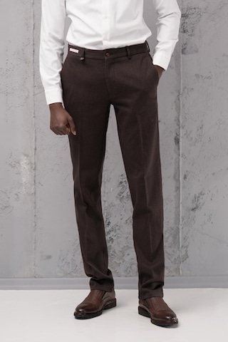 Ecer Regular Fit Düz Kalın Kışlık Gabardin Yan Cepli Pantolon Kahverengi