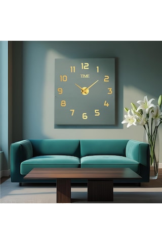 Numa Concept Duvar Saati Büyük 3D Türkçe Rakamlı Gold Altın