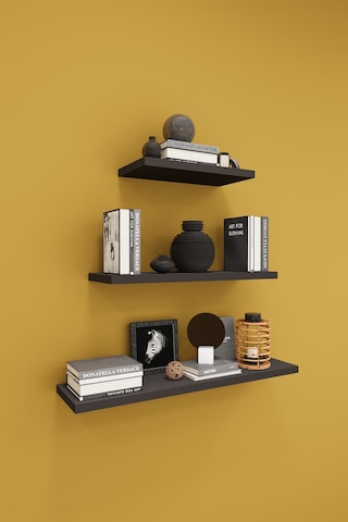 Asra Trend Modern 3'lü Uçan Raf Çok Amaçlı Duvar Rafı Organizer %100 Mdf Kitaplık Mutfak Banyo Rafı Drf05 Koyu Gri