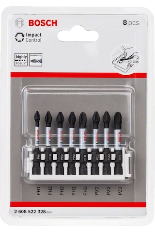 Bosch Impact Control Serisi Vidalama Ucu 8'Li Ph1 Ph3 50Mm - 2608522328