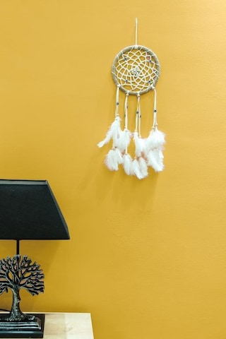 Nazar Boncuklu Düş Kapanı Hand Made Dreamcatcher Kuş Tüyü Duvar S