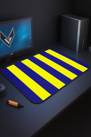 Sarı Lacivert Mouse Pad Kaydırmaz Dikişli Mousepad