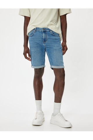 Koton Oversize Kot Şort Bermuda Cep Detaylı Pamuklu Orta İndigo 4sam40093nd İndigo