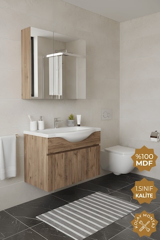 Teta Home Kahire 80 Cm Mdf Banyo Dolabı Seti Atlantik Çam