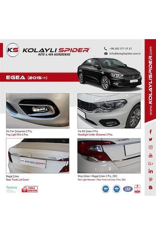 Fiat Egea Sis Farı Çerçevesi 2 Prç Krom 2015 ve Sonrası