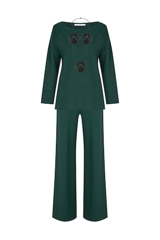 Kadın Bol Paçalı Ikili Takım Frn6101 Yeşil