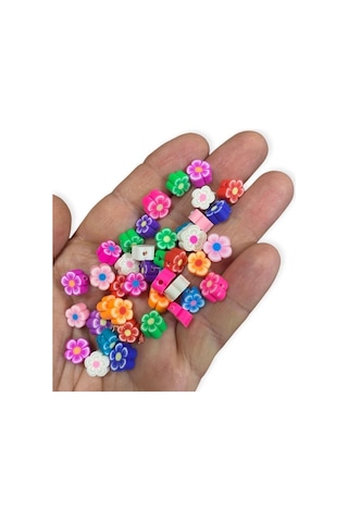 25 Adet 10mm Polimer Kil Fimo Karışık Renkli Papatya Boncuk,takı Yapımı