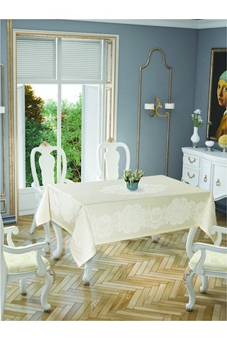 Pano Lace Pamuklu Masa Örtüsü 8 Kişilik 150x220 Cm Masa Örtüsü Kr