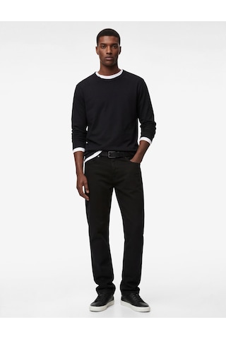 Koton Normal Bel Pamuklu Straight Fit Jean Pantolon - Mark Jean Siyah 6sam40034nd