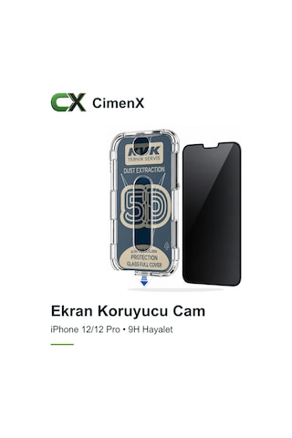 Apple iPhone Uyumlu 12/12 Pro - 9h Hayalet Full Cover Montaj Aparatlı Ekran Koruyucu Cam