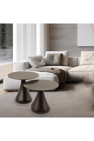 Mushroom Set Sehpa Mantar Sehpa Siyah Rehome