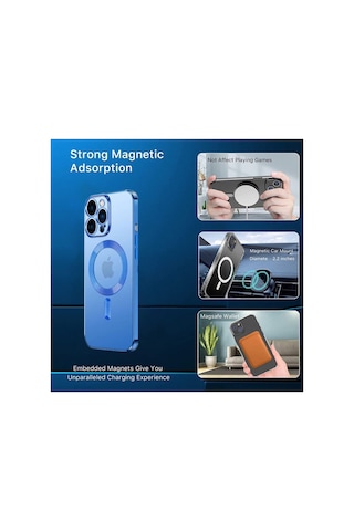 Apple Apple iPhone Uyumlu 12 Pro Max Kılıf Kamera Korumalı Magsafe Wireless Şarj Isimli+boyun Askı Ip Dark Blue