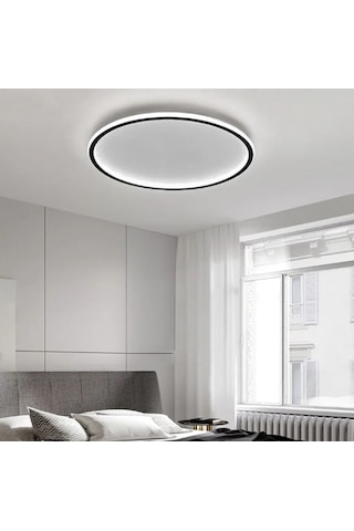 Siyah Ø60 cm Yuvarlak 3000K Sarı Işık Led Tavan Lambası