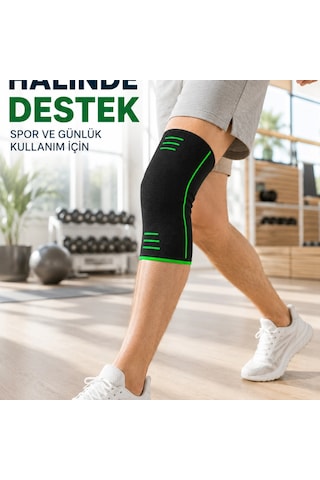 Örme Spor Dizlik Siyah Yeşil Esnek Diz Destekleyici Günlük Kullanım