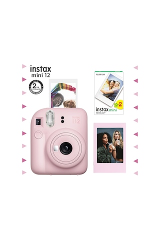 Fujifilm Instax Mini 12 Fotoğraf Makinesi + Çerçeve + 20'li Mini Film Seti Pembe
