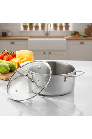 Emsan Pro Tri Ply Derin Tencere Çelik 20 Cm Gümüş