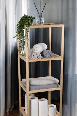 Digithome Ahşap Masif 5 Raflı Çok Amaçlı Banyo Düzenleyici Mobilya Hlt-002 Ahşap