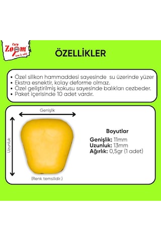 Yüzen Silikon Mısır Yem - Yüzen Sazan Mısırı - Midi - 10 Adet - Çilek Kokulu