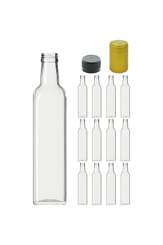 Afracam Maraska Şeffaf 500 ML Cam Şişe Kapak Kapüşon 12 Adet