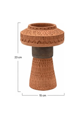 Warm Design El Yapımı Kabartmalı Terracotta Vazo Büyük Boy Boho Dekoratif Vazo Siyah, Kahverengi Çok Renkli