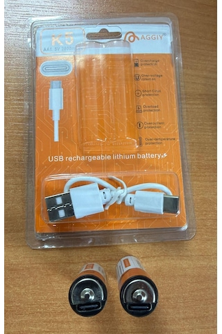 Aggıy K5 Aa Kalem Type-c Şarjlı Pil 1.5 Volt 2800mah