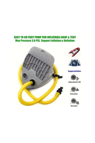 Honeybeeshop Q274.32 Cm Yüksek Basınçlı 7l 9l Ayak Pompası Şişme Tekneler İçin 3.6 Psı Dayanıklı Pvc Gri
