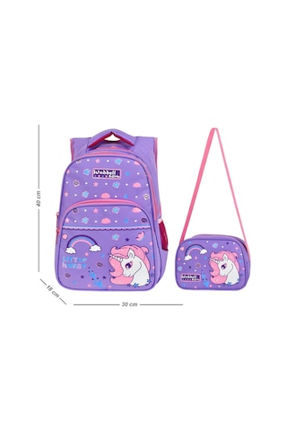 Waddell Lisanslı Lila Little Horse Desenli İlkokul Sırt Çantası Ve Beslenme Çantası