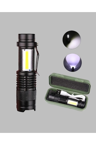 Şarjlı Mini Led El Feneri 2000 Lümen Su Geçirmez Çok Renkli